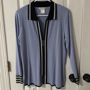 Exclusively Misook Blue Zip Cardigan Size XS Extra Small
